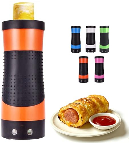 Vertical Egg Roll Cooker Multi-function Breakfast Sausage Egg Cooker Tubes Sausage Machine Nonstick Bottle-Shaped Automatic Omelette Maker Orange
