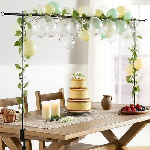 Arche de table réglable, support d'arche de table en métal avec pinces de 80 à 250 cm de long, noir pour mariage, fête, décoration d'anniversaire, décoration de Noël