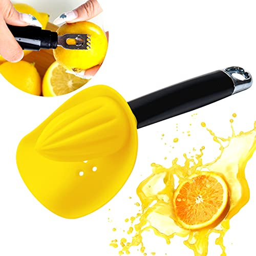 3 in 1 Citrus Lemon Orange Juicer & Zester Grater hand Manual lime press squeezer with Seed Catcher Stainless Steel Cheese Grater for Kitchen