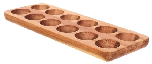 AMUSLESUR Vassoio per Uova in Legno Marrone 12 Posti, Design Rettangolare Elegante per Frigorifero e Piano Cucina, per Organizzare Uova in Sala da Pranzo o Banco