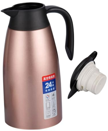 TOBBOMEY Jarra Térmica de Acero Inoxidable 304 de 2L Termo Aislante de Doble Capa para Café y Agua Caliente Color Rosa Claro Asa Ergonómica Adecuado para Uso Doméstico y Bebidas