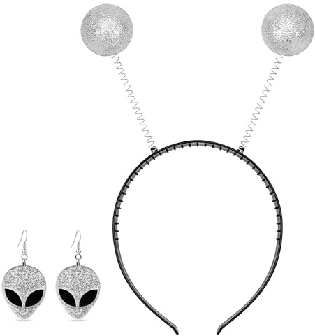 Fonyet Alien Haarreif mit Discokugel und Alien Zubehör, Space Haarreif Karneval Damen Weltraum Kostüm Accessoire, Kopfbedeckung Fasching für Damen