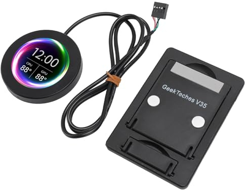 Taidda Monitor della Temperatura del PC AIO Rotondo Ultra Luminoso da 2,1 Pollici per Sistemi di Raffreddamento Ad Acqua Pannello Sensore PC per, Visualizzazione in Tempo Reale per Appassionati di