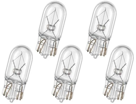 BIHEE Lámpara de posición, 5 unidades, T10, halógena, W5W, 12 V, 5 W, 4300 K, para iluminación interior, aparcamiento, matrícula, puerta, maletero, luz de lectura