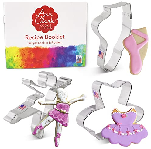 Ann Clark Cookie Cutters Ensemble de 3 emporte-pièces danse/ballet avec livret de recettes, ballerine, tutu et chausson de ballet