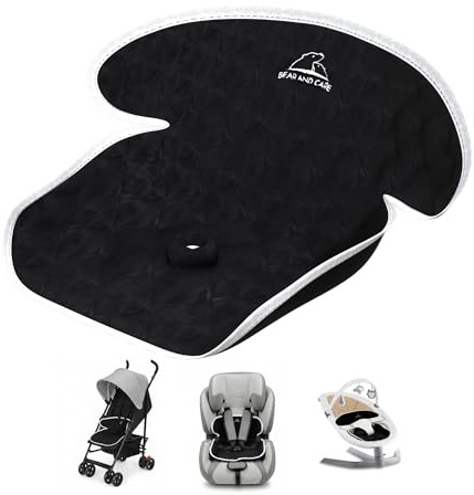 Bear and Care - Piddle Pads - Strollers, Bouncers & Car Seat Pad, Waterproof & Machine-Washable Cover on Car Potty for Toddler Toilet Training (Black, Pack of 1)