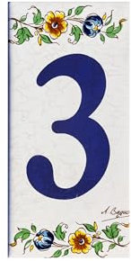 BAGNO Numéro de Porte en Céramique Blanc Classique Décoratif 3 Porte Moustier 11x5,5cm