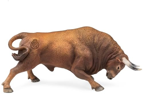 Deqube - Toro Bravo Colorado Embistiendo - Figura Coleccionable Pintada a Mano - Tamaño 17x8x4,2 cm - Modelo (90110105)