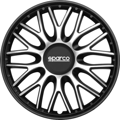 Sparco SPC1696SVBK Set Wheel Covers Roma 16-inch Silver/Black, Pulgadas