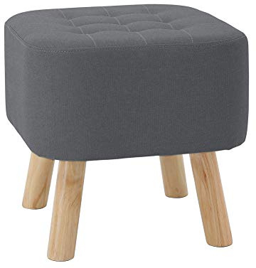 Warmiehomy Square Footstool Footrest Pouffe Chair Stool Padded Chair Stool With Wooden 4 Leg (Dark Grey, 40 * 40 * 40cm)