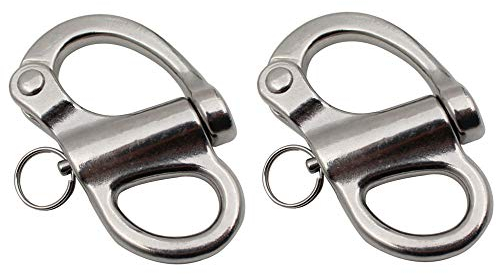 POFET 52mm-316 Stainless Steel Fixed Snap Shackle Spring Shackles, Hand Pull Fastening Shackle Rigging