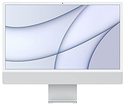 Apple 2021 iMac All-in-One Desktopcomputer mit M1 Chip: 8-Core CPU, 7-Core GPU, 24 Retina Display, 8 GB RAM, 256 GB SSD Speicher, 1080p FaceTime HD Kamera. Funktioniert mit iPhone/iPad, Silber