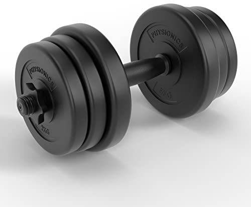 Physionics® Kurzhantel Set - 20kg, 30kg, 40kg, Griff gerändelt, Ø 25 mm, aus Kunststoff und Stahl - Hantelstangen, Kurzhanteln, Kurzhantelset, Gewichte (20kg (Kunststoffbeschichtete Stahlstange))