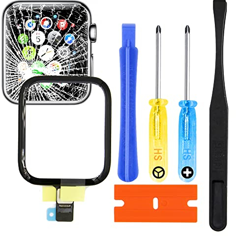 MMOBIEL Kit de reparación de Cristal digitalizador para Pantalla Frontal Compatible con Apple Watch S5/SE (2020) – 44 mm A2354 A2356 Reemplazo – Incluye Kit de Herramientas