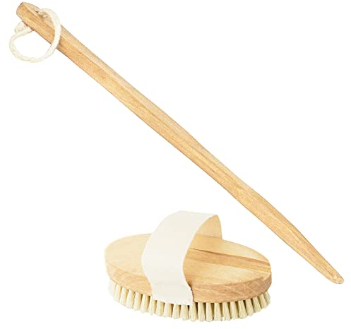 Rückenbürste, Naturborsten Körperbürste, Abnehmbare Trockenbürste, Peeling, Sanft zur Haut