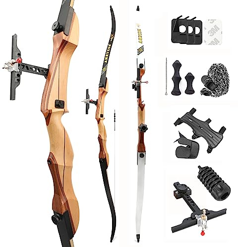surwolf Bågskytte recurvebåge 66” 68” 70” Tävlings recurvebåge 14-40 lbs Högerhänt Långbåge Jaktbåge Bågskyttebåge (set2#, 68-30lbs)