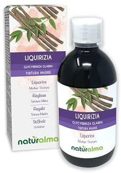 Süßholz oder Lakritz (Glycyrrhiza glabra) Wurzeln Alkoholfreier Urtinktur Naturalma - Flüssig-Extrakt Tropfen 500 ml - Nahrungsergänzungsmittel - Veganer
