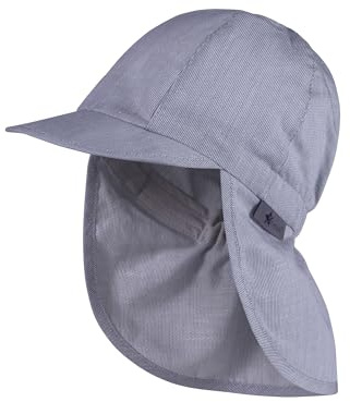 Sterntaler Schirmmütze mit Nackenschutzschutz Struktur - Jungen Mütze Baumwoll -Mischgewebe - Schirmmütze Kinder schützt den Kopf an warmen Sommertagen - Sonnenkappe Kinder - graublau, 51