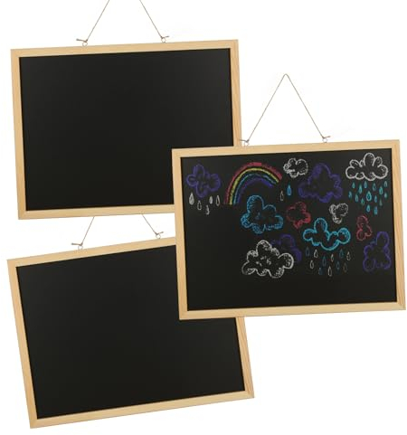 GOYADA 3 PCS 30 x 40CM Chalk Board for Wall, a3 Wall Mounted Bulletin Chalk Boards with Wooden Frame, Medium Blackboards Chalk Writing Boards for Office, Home, Store
