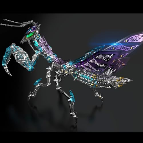 UpGLeuch 3D-Metall-Puzzles für Erwachsene, Mantis-Modellbausatz mit Licht, buntes 3D-Metall-Mantis-Modell-Montageset mit Werkzeug, Desktop-Ornament, Spielzeug, Geschenke für Erwachsene (C)