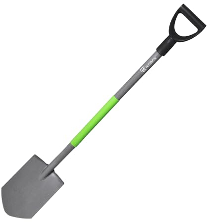 KADAX Gartenspaten mit D-Griff, Robuster Spaten für Garten, Pflanzschaufel, Gartenschaufel mit Stiel, Spatenschaufel aus Stahl, Funktionale Gartenwerkzeug (Spitz)