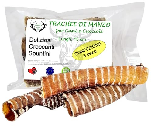 Trachées de Boeuf pour Chiens - Long. 15 cm (150g) - Lot de 3 pcs