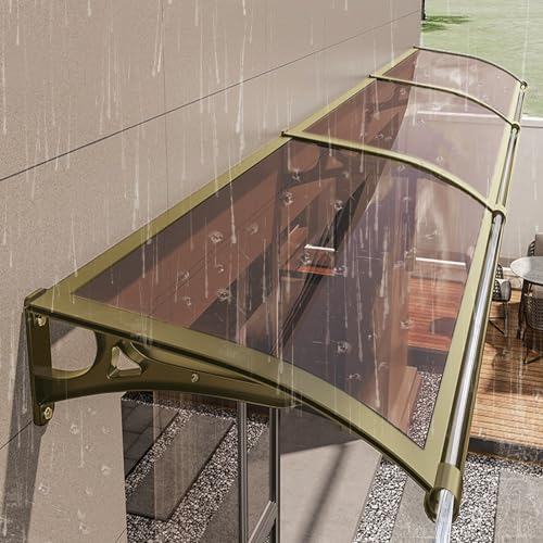 Extern Modern Polycarbonat Haustür Vordach,Aluminium Fenster unterstand Vordach Wetterfest,Hauseingang Pultbogenvordach,Balkon Überdachung Bogenvordach, UV-Schutz,Regen Schneeschutz.(L120*W300cm/L48*W