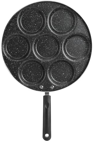 Itonash Non-Stick Ceramic Coated Frying Pan, 7 Holes Frying Pan Non Stick Fried Eggs Cooking Pan Burger M Old for Mini Pancakes Mini Uttapam, Mini Crepe, Frying Eggs