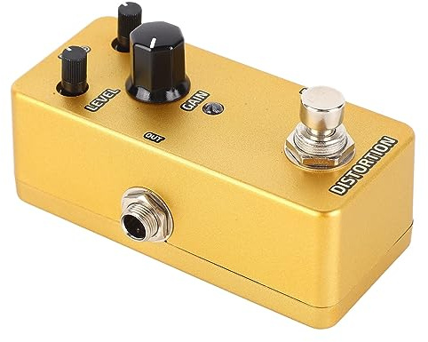 Pedal de Efectos de Distorsión de Guitarra Eléctrica de Metal, Pedal FX de Ajuste de Tono de Metal Pesado para Hard Rock, Portátil (Distorsión dorada)