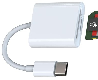 Adapter USB C auf SD Kartenleser (2in1) TF Karte Micro SD Card Reader für Apple iPhone 15 Pro Max für iPad MacBook Anschluss Datenübertragung Kamera Kamera externer Speicher Speicherkarten