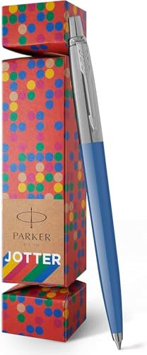 Parker Jotter Kugelschreiber, Denimblau, in Weihnachts-Knallbonbons, Geschenkpackung, blaue Tinte