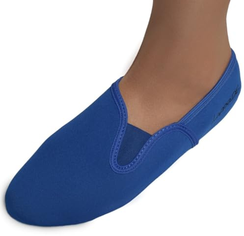 Lappade neoprenskor, gymnastikskor, voltigeringsskor, simskor, sneakers, balettskor, ballerinaskor för kvinnor, män, flickor, pojkar, med gummisula, blå, 34 EU