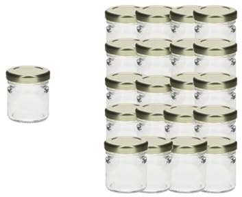 Générique Lot de 20 Mini Pots en Verre avec Couvercles – Pots à Confiture, Miel, Échantillons, Dragées, Cosmétique, Mariage et Cadeaux