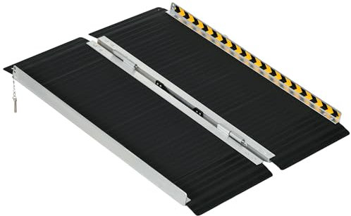 HOMCOM Rampe Pliable pour Fauteuil Roulant en Alliage d'aluminium 91 cm Rampe Portable avec Autocollants réfléchissants Charge 272 kg Noir