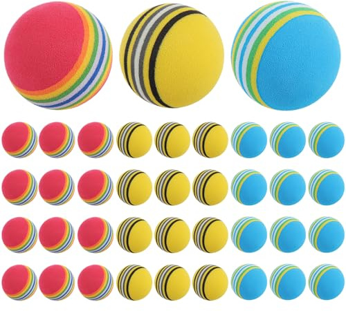ASelected 39PCS Practice Ball,Sponge Golf Training,Elastic Foam Ball,Soft Foam Garden Golf Balls for Indoor, Outdoor,Colorful Golf Practice Balls - Red,Blue,Yellow