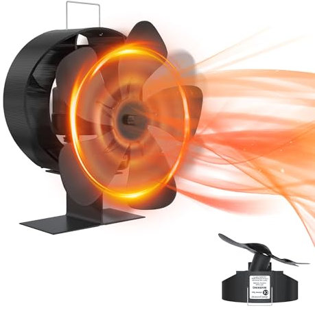 AufuN 5 Flügel Kaminventilator Ofenventilator Ohne Strom, 60° Automatiklenkung Kamin Ofen Ventilator, Wärmebetriebener, Leiser Kaminlüfter, Warmluftverteiler für Kaminofen/Kamin/Ofen/Holz