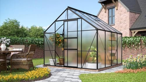 Vitavia Gewächshaus Merkur 6700, schwarz, 6,7 m², 6 mm HKP | Wetterfestes & stabiles Treibhaus | Perfekt für Gemüse & Pflanzen | Robust & langlebig