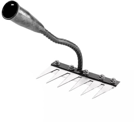 Carbon Steel Garden Weeding Rake with 6, 7 or 8 Teeth - Heavy Duty Metal Rake for Efficient Garden Weeding (6-teeth)