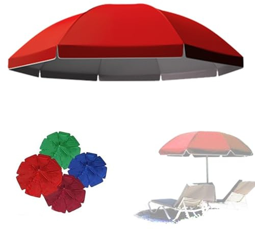 IMUNKT 180/200/220/240/280/300cm Sonnenschirm Ersatzbezug 8/10 Streben Gartenschirm Überdachung Abdeckung, Terrassenschirm Stoffbezug, UV50+, Wasserdicht(Red,280cm/9.2ft-10 Ribs)