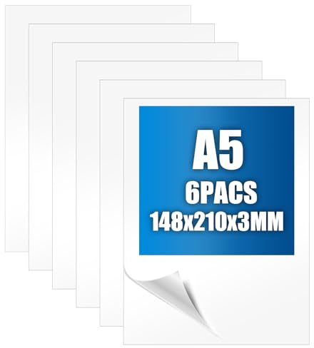 GBACHOOSE 6 Stück Acrylplatte Weiß 3mm, Acrylglas Platte 21x15cm, A5 Acrylplatte Transparent, Kunststoffplatte für Laserschneiden, Fotorahmen, Projektausstellung, Tischaufsteller