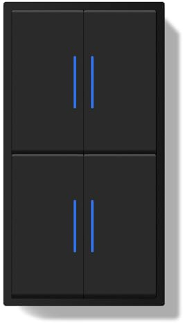 BSEED Interruptor Empotrado, Doble Interruptor Pulsador con Terminal Enchufable, Light Switch 2 Gang 1 Vía + 2 Gang 1 Vía con Indicador Luminoso LED y Marco de PC, Negro, 150X80mm