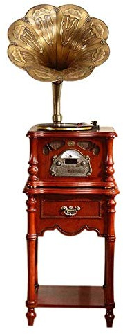 Record Players, Music Box Antique Big Phonograph Turntable Wireless Speaker, with Aux-in, FM Radio, Gramophone Vint(Vintage Phonograph) kxtmm
