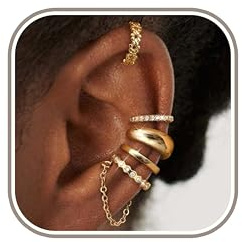 Morfetto Ear Cuff No Piercing for Women - 5 Pairs 14K Gold Plated Clip On Earrings for Non Pierced Ears - Ear Cuff No Piercing for Women Earring Stack Non Tarnish-Flower