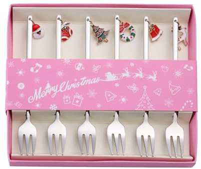 Cucchiai natalizi in acciaio inox, set di cucchiai da caffè piccoli cucchiaini da caffè cucchiaio per mescolare 6 pezzi, cucchiai per posate per uso alimentare, set di cucchiai da dessert per