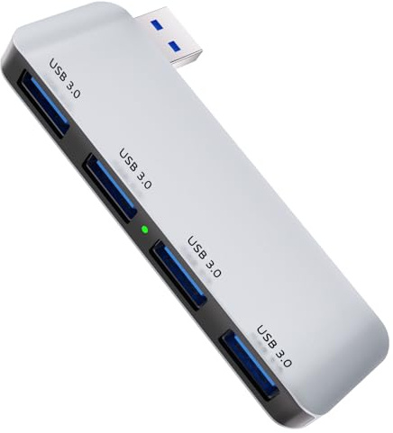 HUB USB 4 Puertos para Desktop, 4 en 1 Adaptador USB-A 3.0 5Gbps, Multipuerto Ladron de Transferencia de Datos, Carcasa de Aluminio Extensor Plug y Play para Portátil PS5/4 Teclado Mouse (Izquierda)