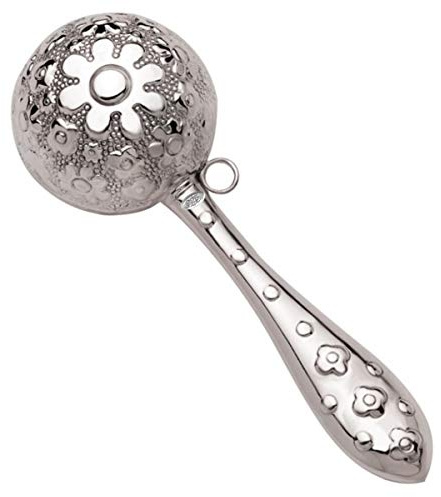 SILBERKANNE 925 Silber Sterling Babyrassel Blume 13cm. zur Taufe und Geburt in Premium Verarbeitung