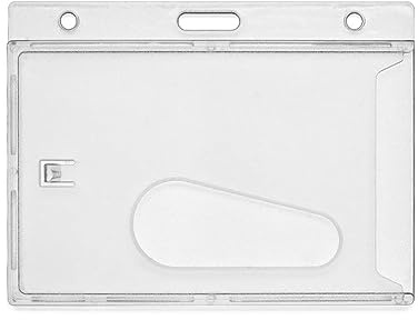 CKB LTD Lot De 50 Claire Horizontal Porte Badge Plastique avec Fente Pour le Pouce pour Porte-Cartes Sécurité D'identité étiquette pour nom, Carte de Bus, Carte D'étudiant, Carte de Visite 86 x 54mm