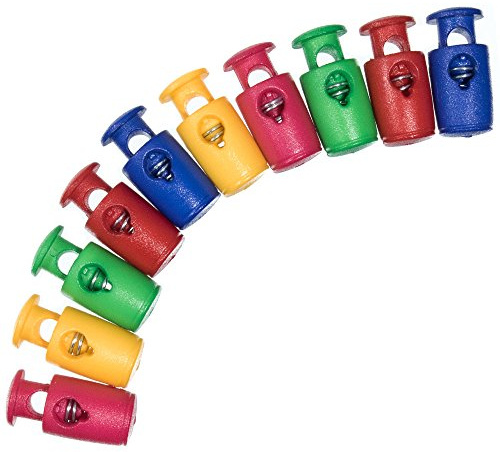 Craft County Single Hole Plastic Micro Cord Locks - Clamp & Toggle Stop Slider for Small Cords - Ideal for Thin Paracord, String, Yarn, Twine & Other Cords - Indoor/Outdoor Use - Variety of Colors