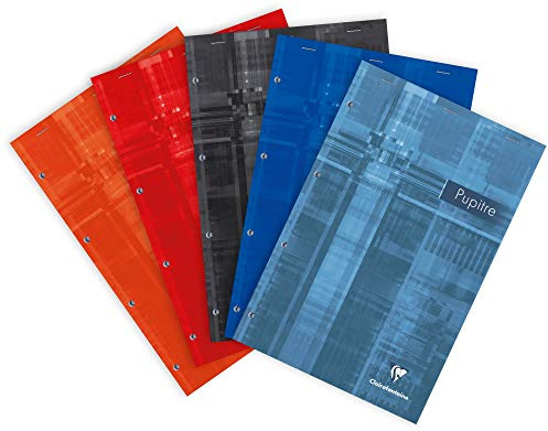 Clairefontaine 66135AMZC - Set mit 3 Kursusblöcken, kopfseitig geheftet, 80 Blatt, mikroperforiert, 4-fach gelocht, 21 x 31,8cm, 90g, liniert, 1 Set, farbig sortiert
