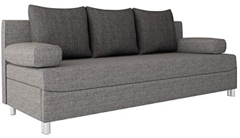 Mirjan24 Schlafsofa Dover, Sofa mit Bettkasten und Schlaffunktion, Bettsofa, Farbauswahl, Schlafcouch mit Chromfüße, Couch, Couchgarnitur (Schlafsofa ohne Polsterhocker, Lux 05 + Lux 06)